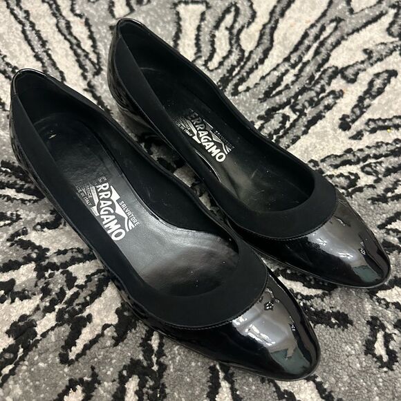 Salvatore Ferragamo Black Patent Leather Flats - Picture 2 of 9